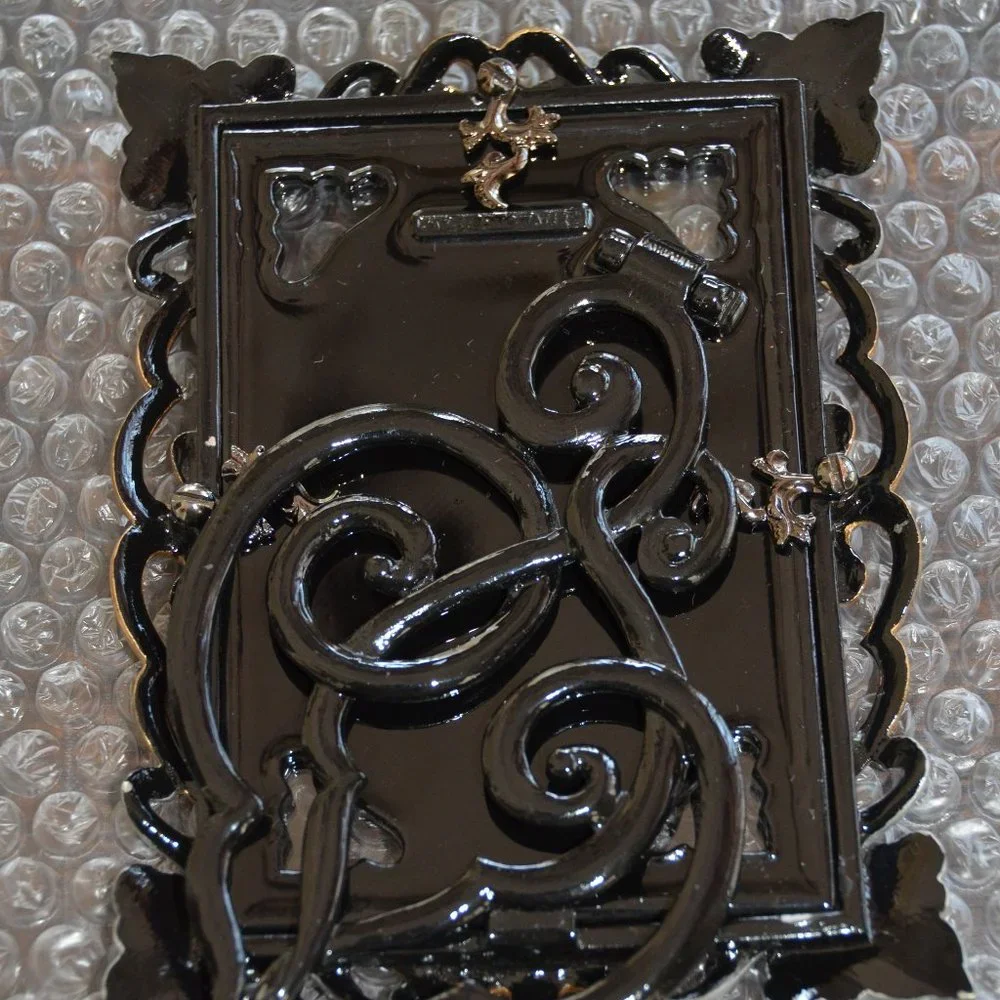LOVELY RARE JAY STRONGWATER BLACK PAVE TIARA PAISLEY SCROLL CRYSTAL ENAMEL FRAME